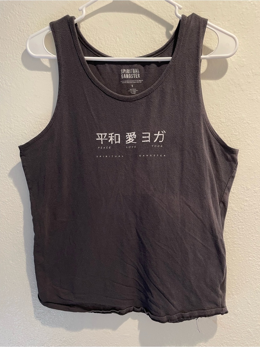 ✨ Spiritual Gangster Japanese Graphic Tank Top Small Charcoal